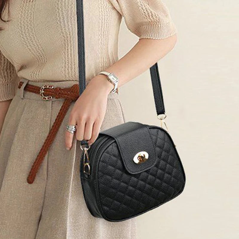 Daily Wear Rhombus Stitch Leather Shoulder Bag Detachable Strap, Elegant Small Bag for Women Casual Street Matching