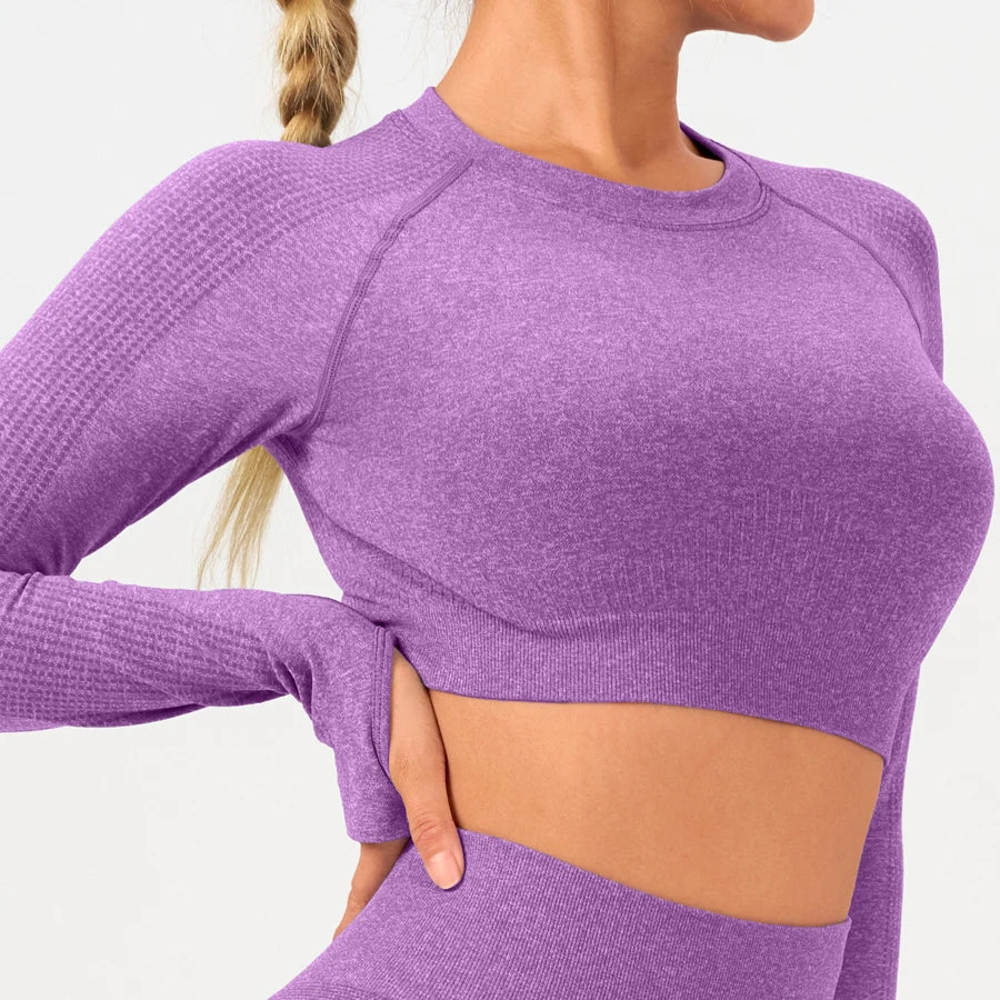 2 pcs/set Long Sleeve Yoga Leggings Set