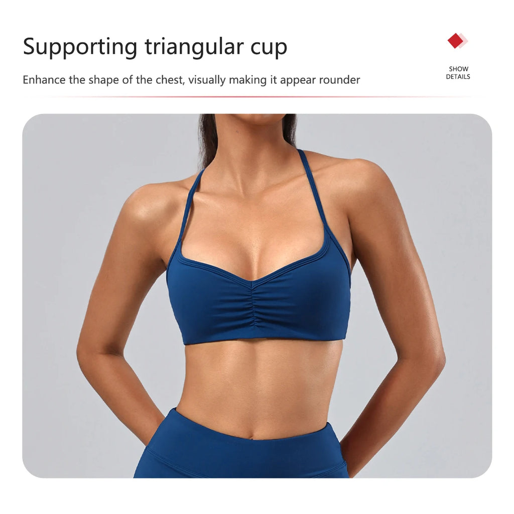 V-Neck Ruched Front Sports Bra