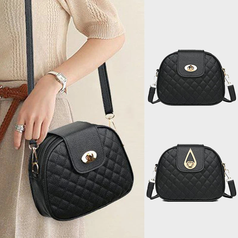 Daily Wear Rhombus Stitch Leather Shoulder Bag Detachable Strap, Elegant Small Bag for Women Casual Street Matching