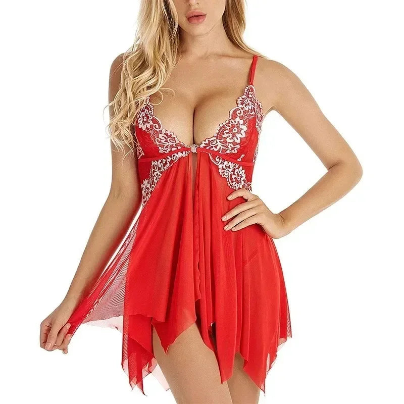 Lace Embroidery Babydoll Set