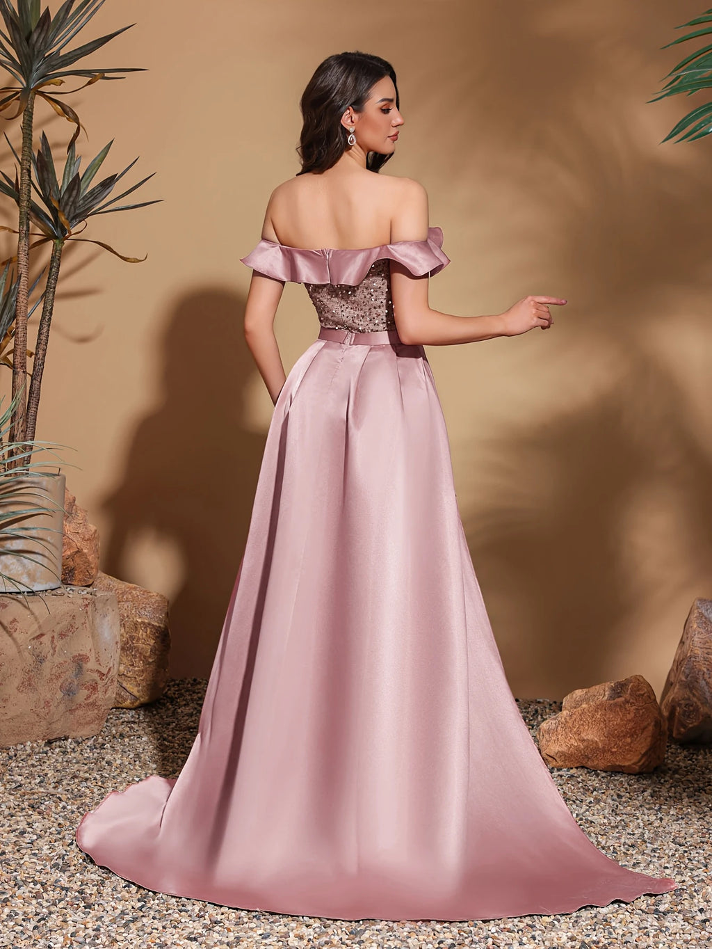 satin floor-length dress