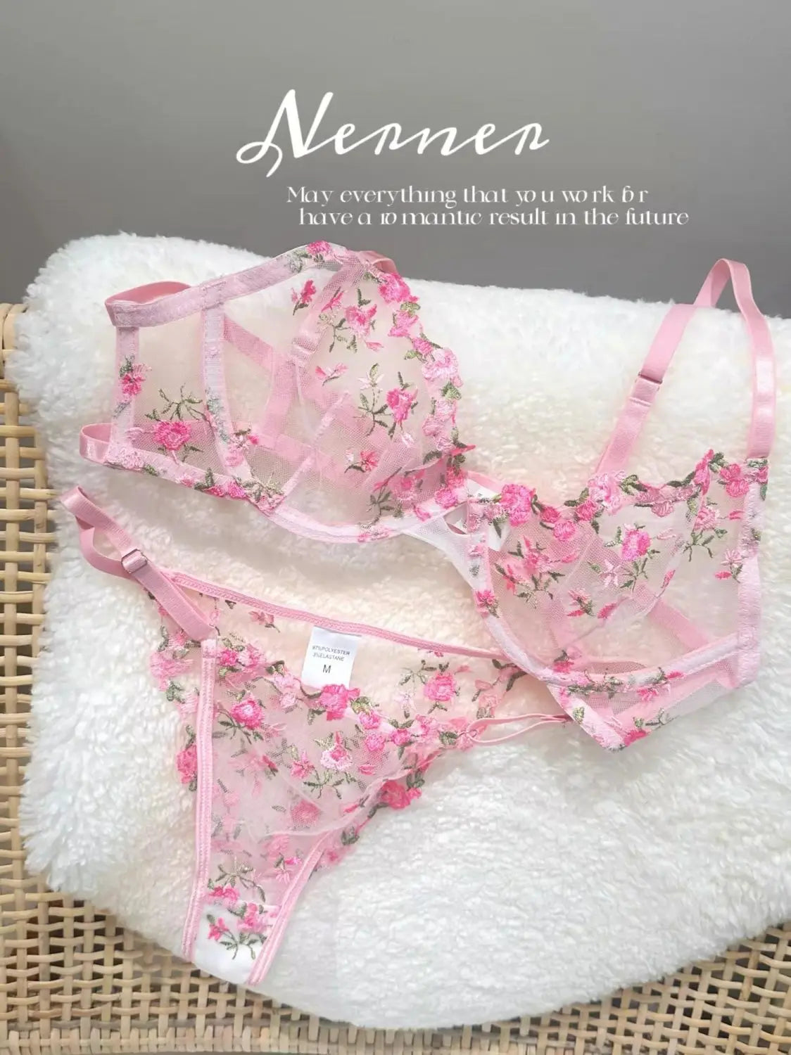 Pink Floral Lingerie Set