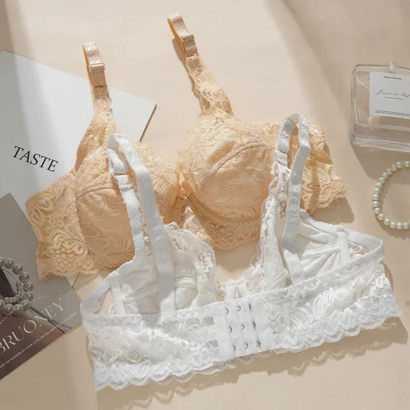 Plus Size Lace Deep-V Push-Up Bralette