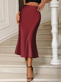 Fashion Satin Midi Skirt