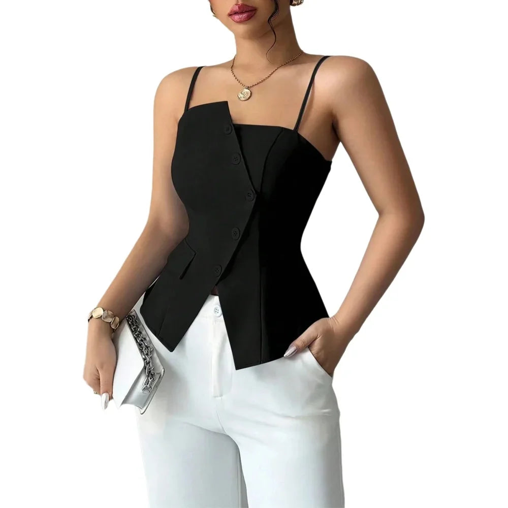 Asymmetric Button-Front Cami