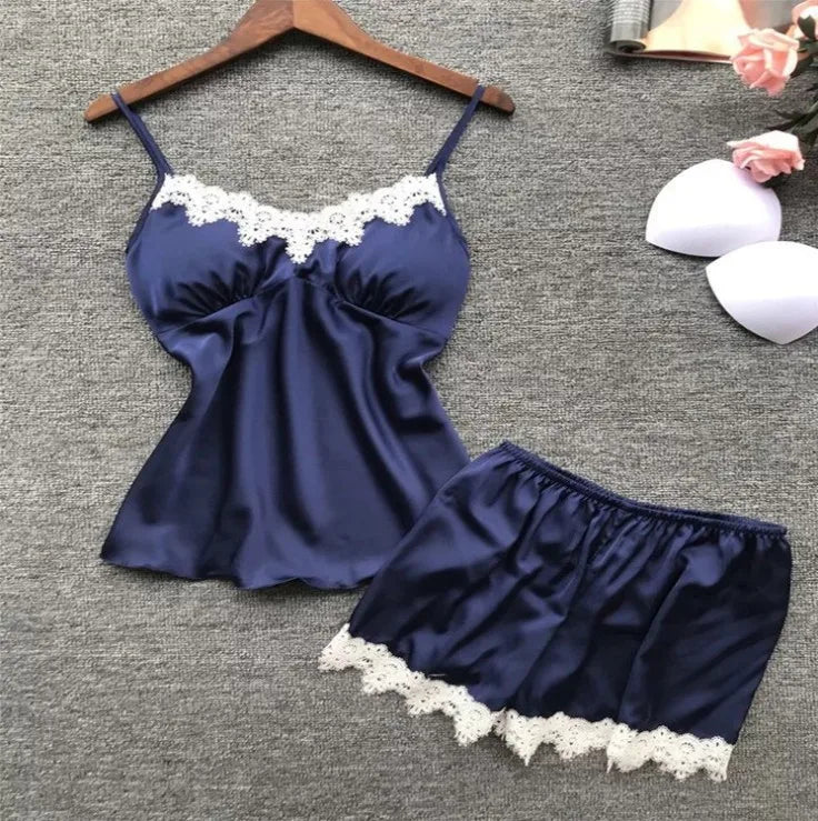 Deep V Lace Cami & Shorts Set