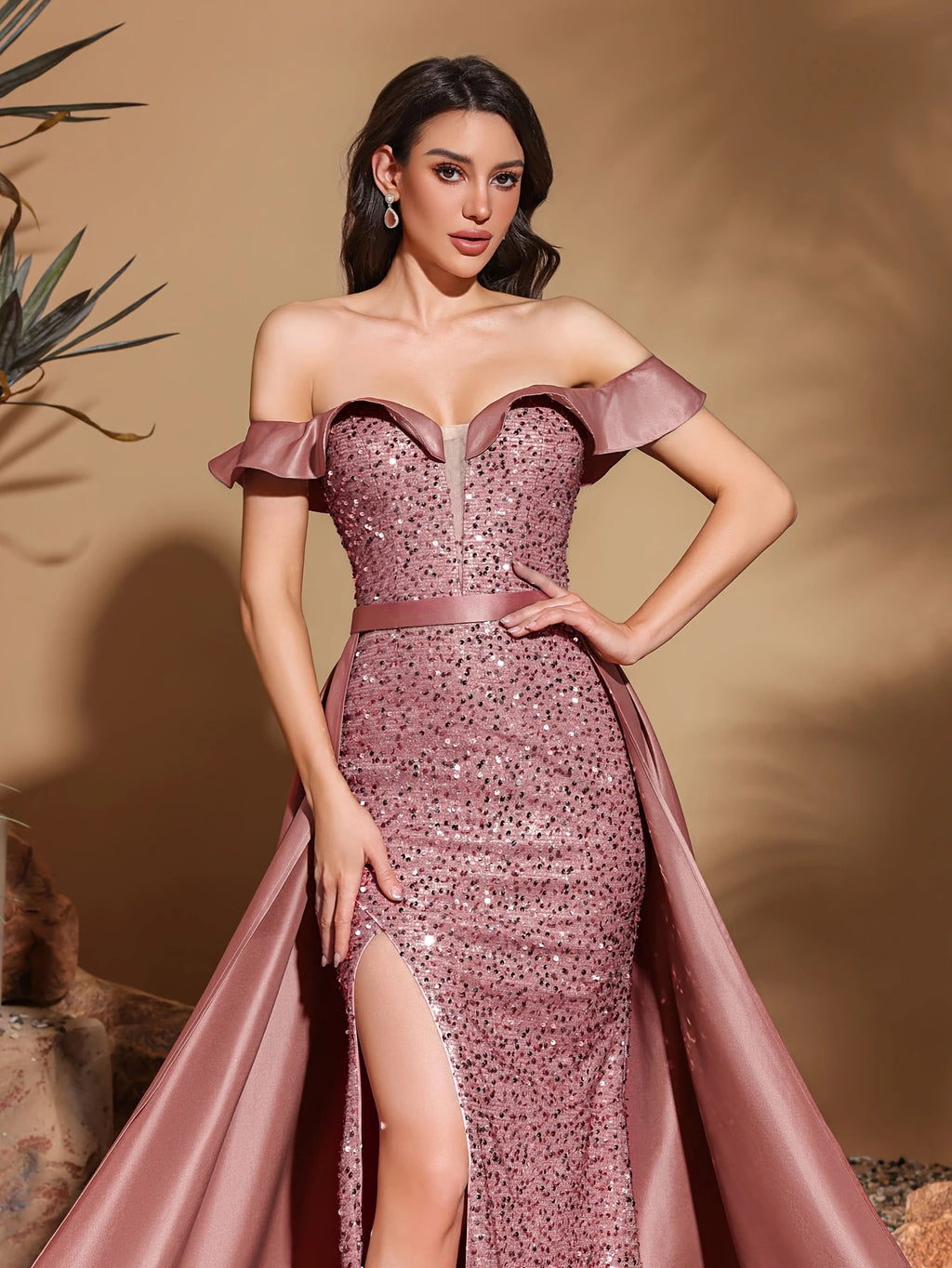 satin floor-length dress