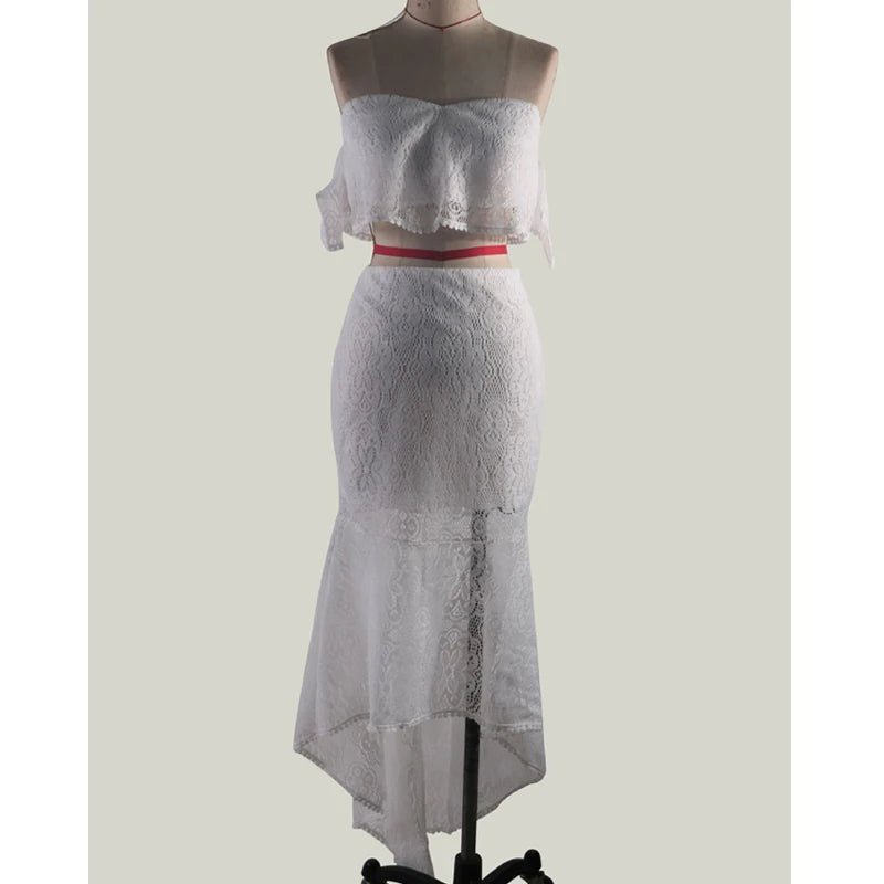 Summer Sexy Lace Hollow Out Dress Suits