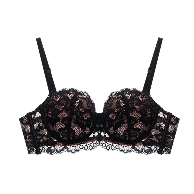 Floral Lace Half-Cup Push-Up Bra