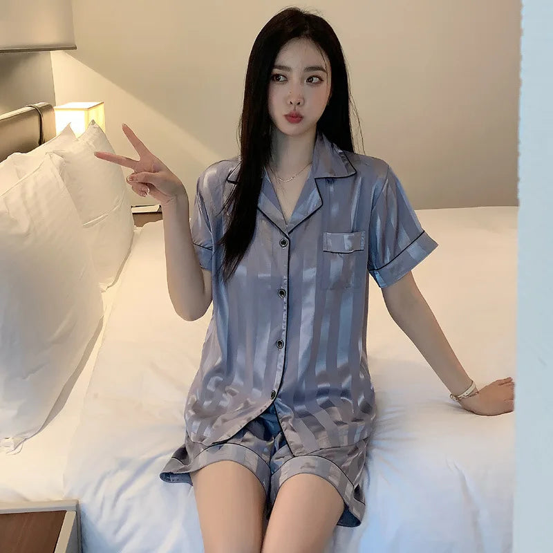 2Pcs/set Ice Silk  Pajamas
