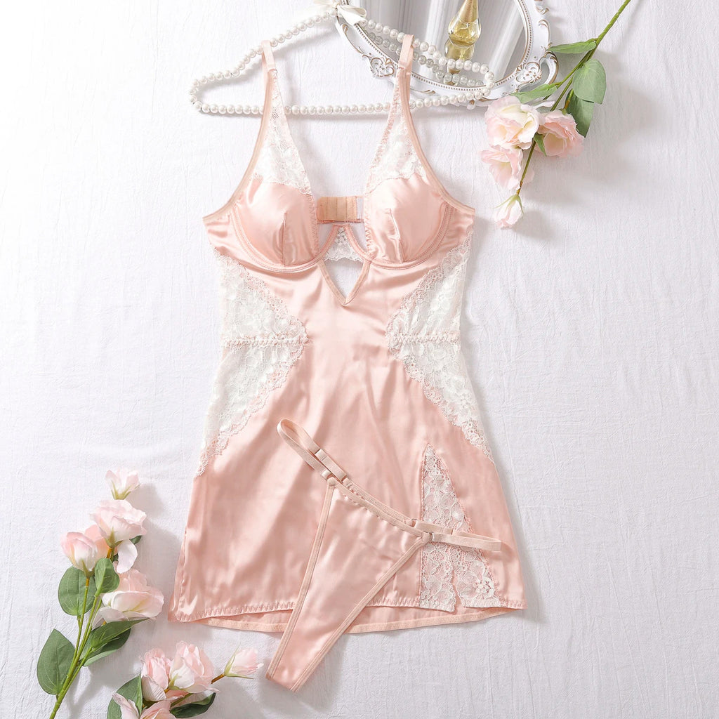 Satin Lace Slip Dress