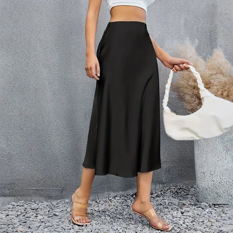 Fashion Satin Midi Skirt