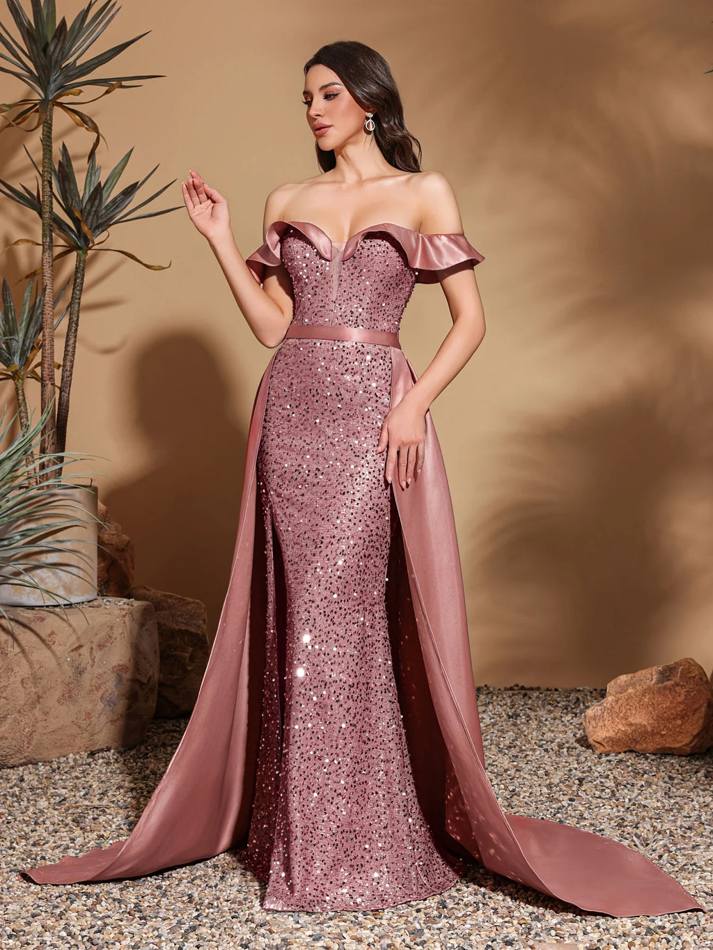 satin floor-length dress