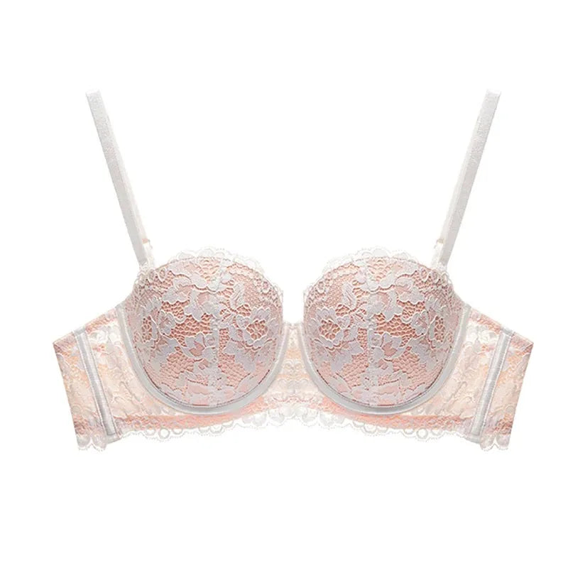 Floral Lace Half-Cup Push-Up Bra