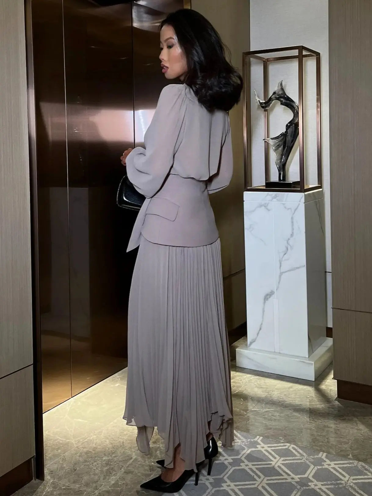 Chiffon Commute Skirts Two Piece Sets