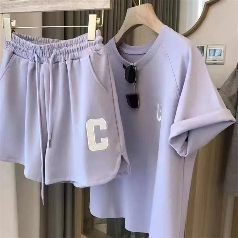 Sports Print Letter Casual Suit