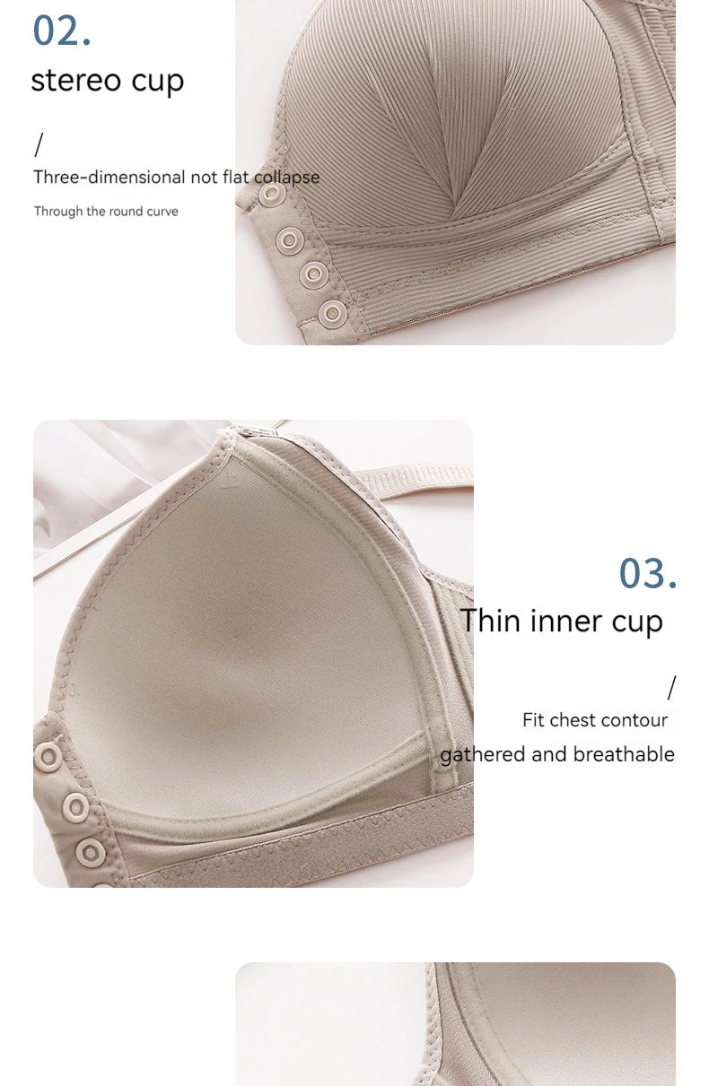 Front-Closure Wire-Free Gathered Bra