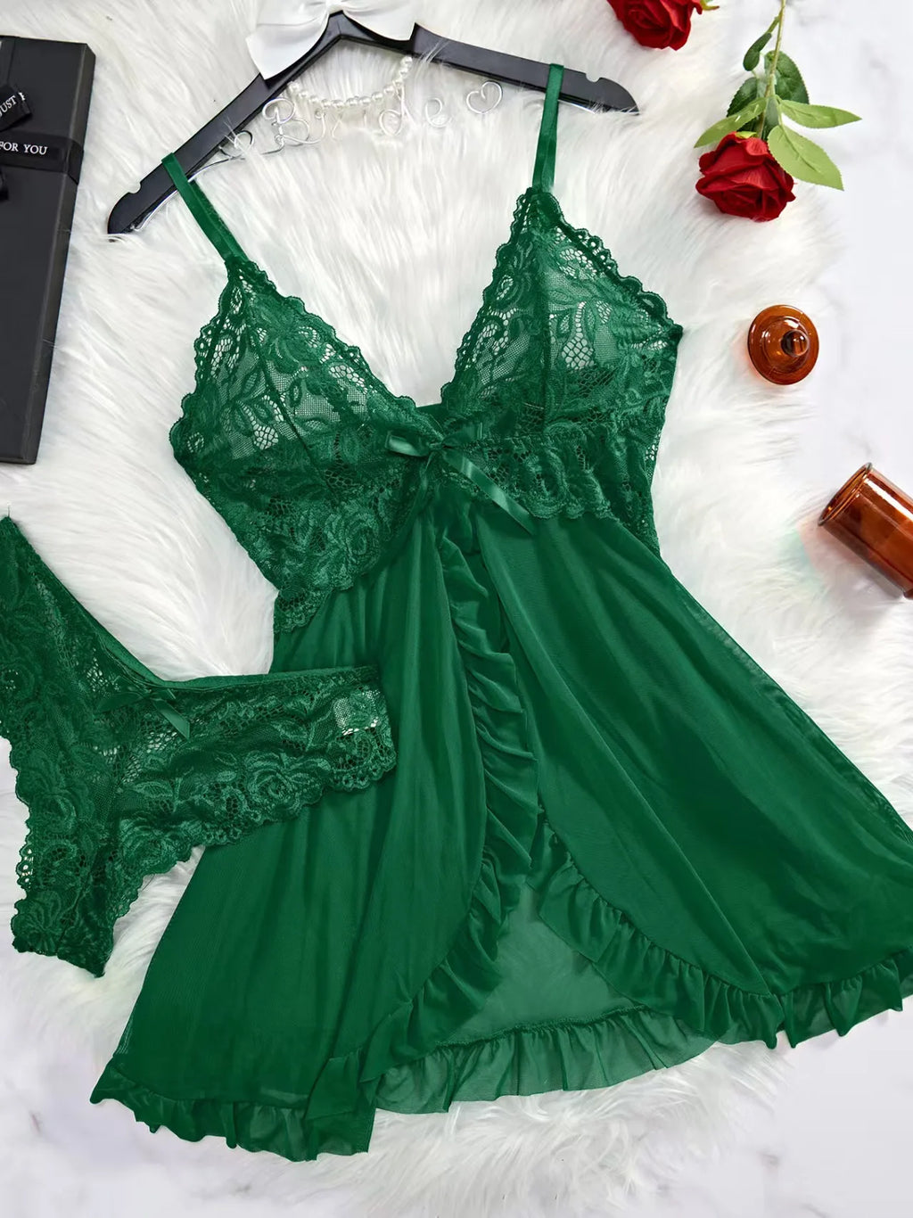 Floral Lace Sheer Nightgown Set