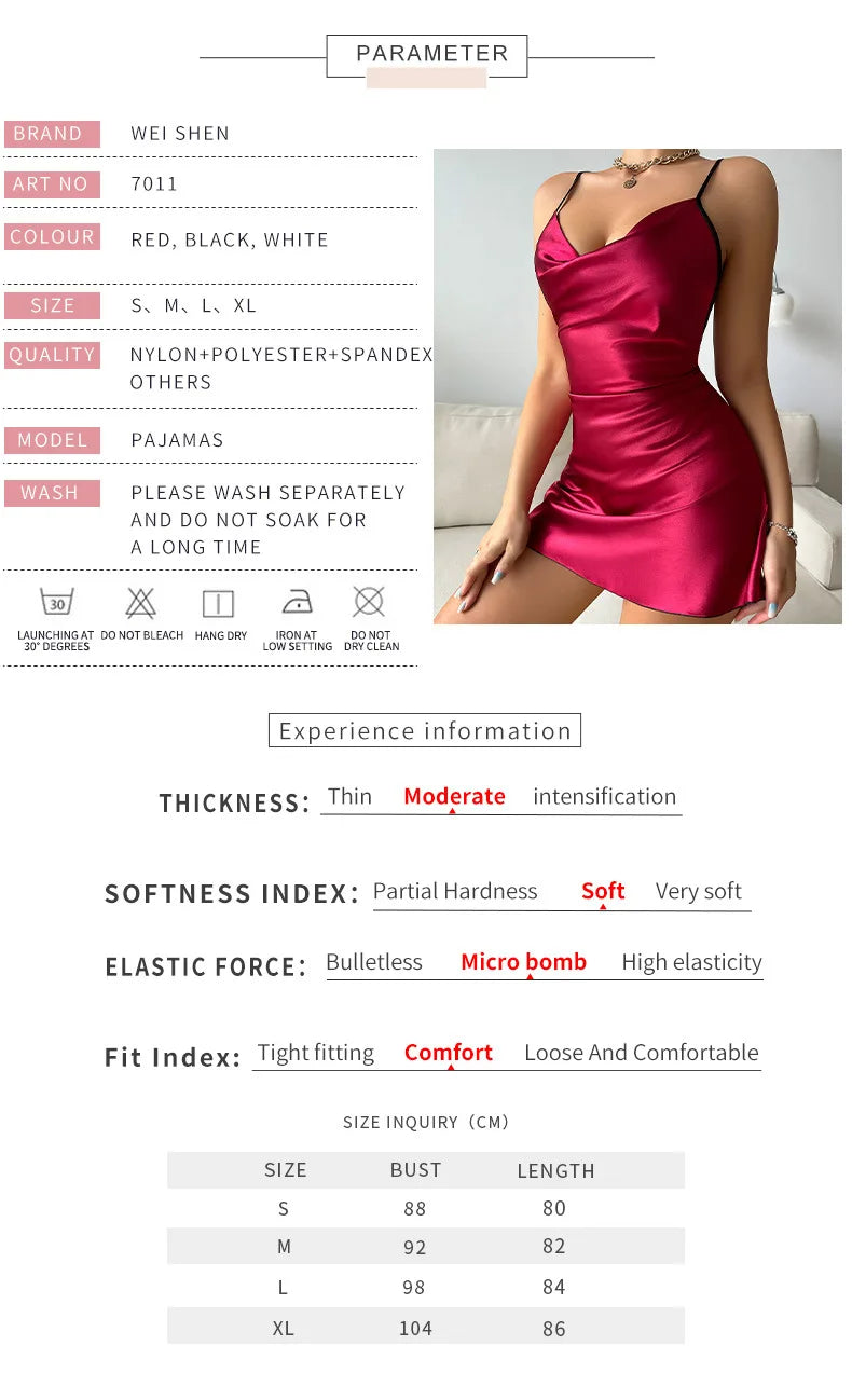 Ice Silk Backless Butterfly Suspender Nightdress