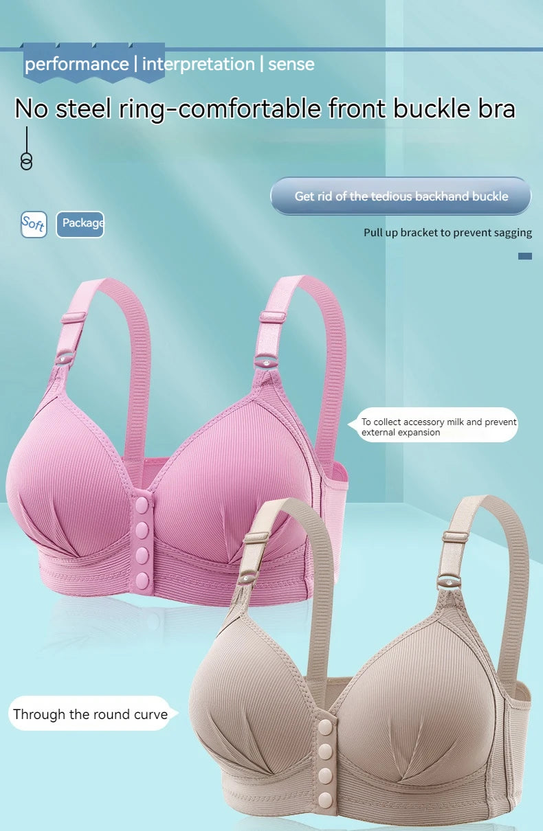 Front-Closure Wire-Free Gathered Bra