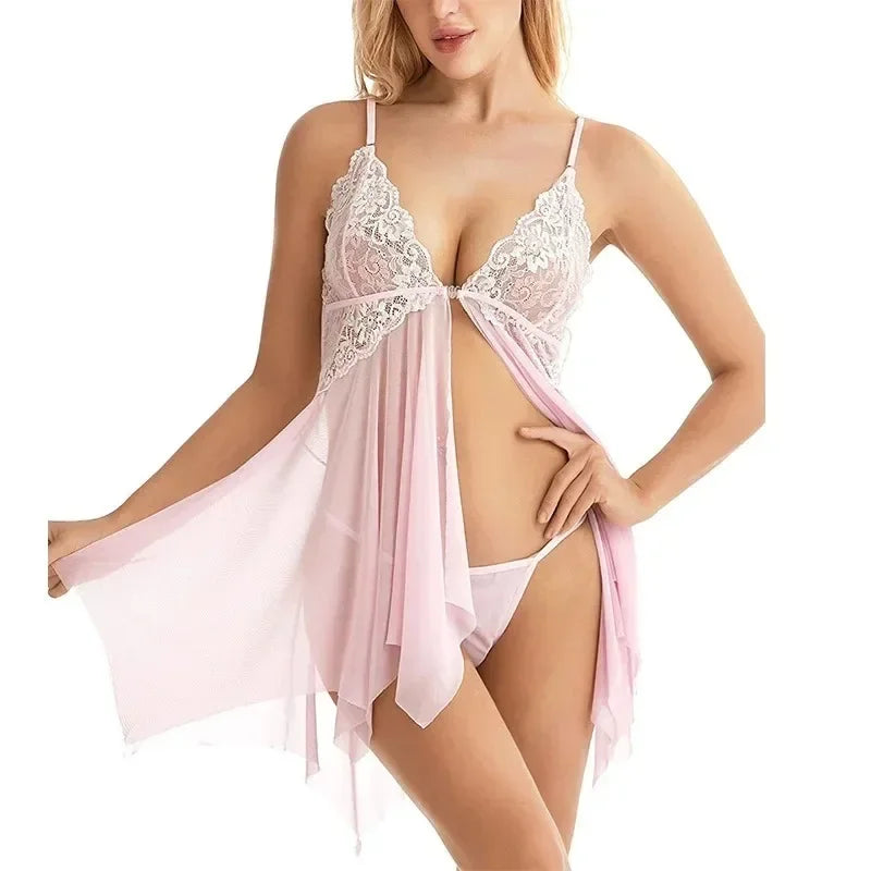 Lace Embroidery Babydoll Set