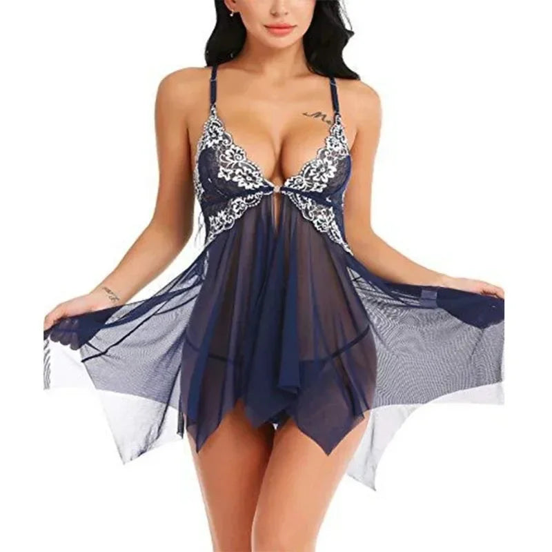 Lace Embroidery Babydoll Set