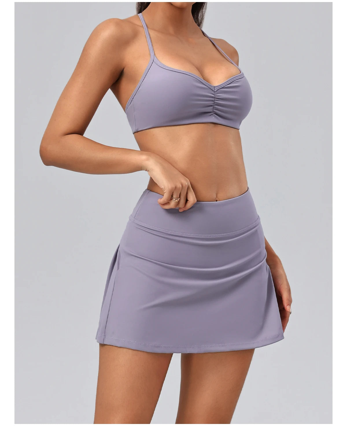 V-Neck Ruched Front Sports Bra