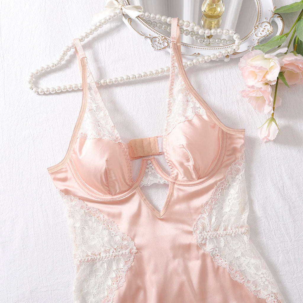 Satin Lace Slip Dress
