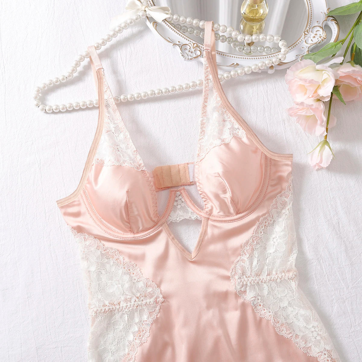 Satin Lace Slip Dress