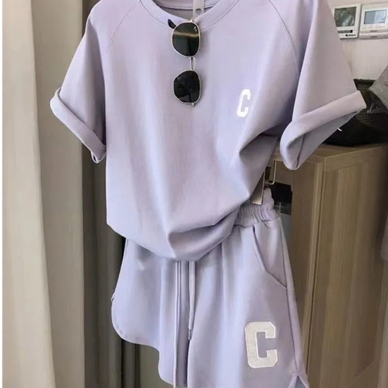 Sports Print Letter Casual Suit