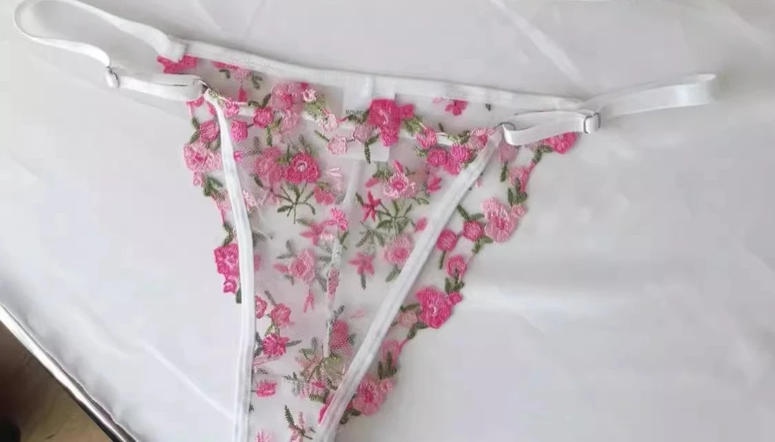 Pink Floral Lingerie Set