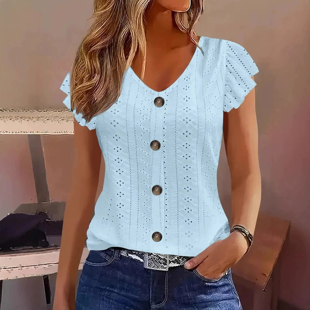 Ssleeve V-neck T-shirt