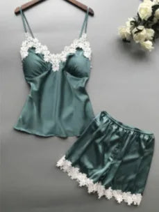 Deep V Lace Cami & Shorts Set