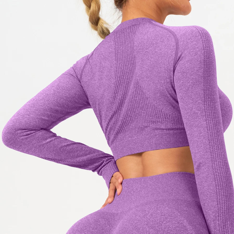 2 pcs/set Long Sleeve Yoga Leggings Set