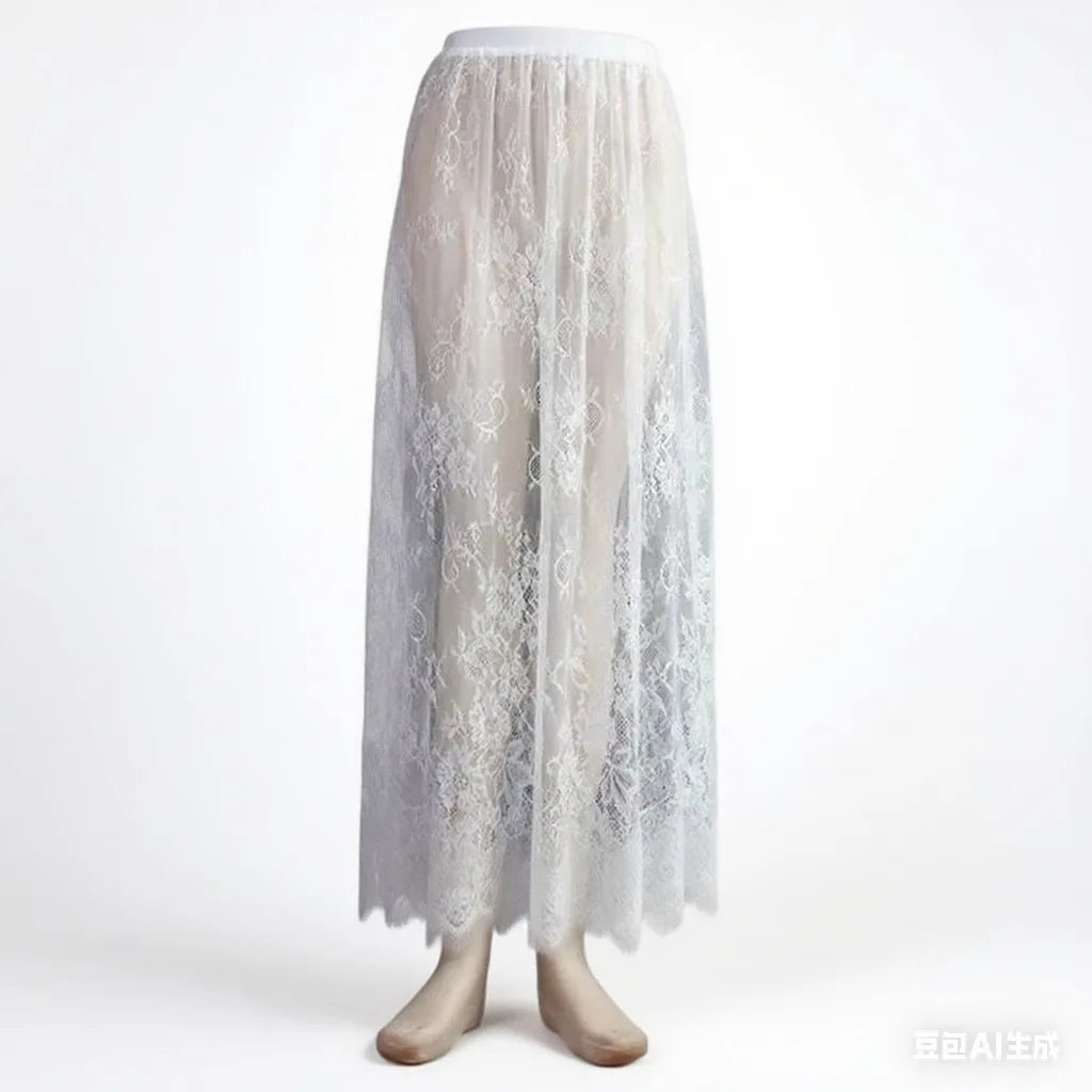 Lace Jacquard Transperant Skirt