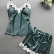 Deep V Lace Cami & Shorts Set