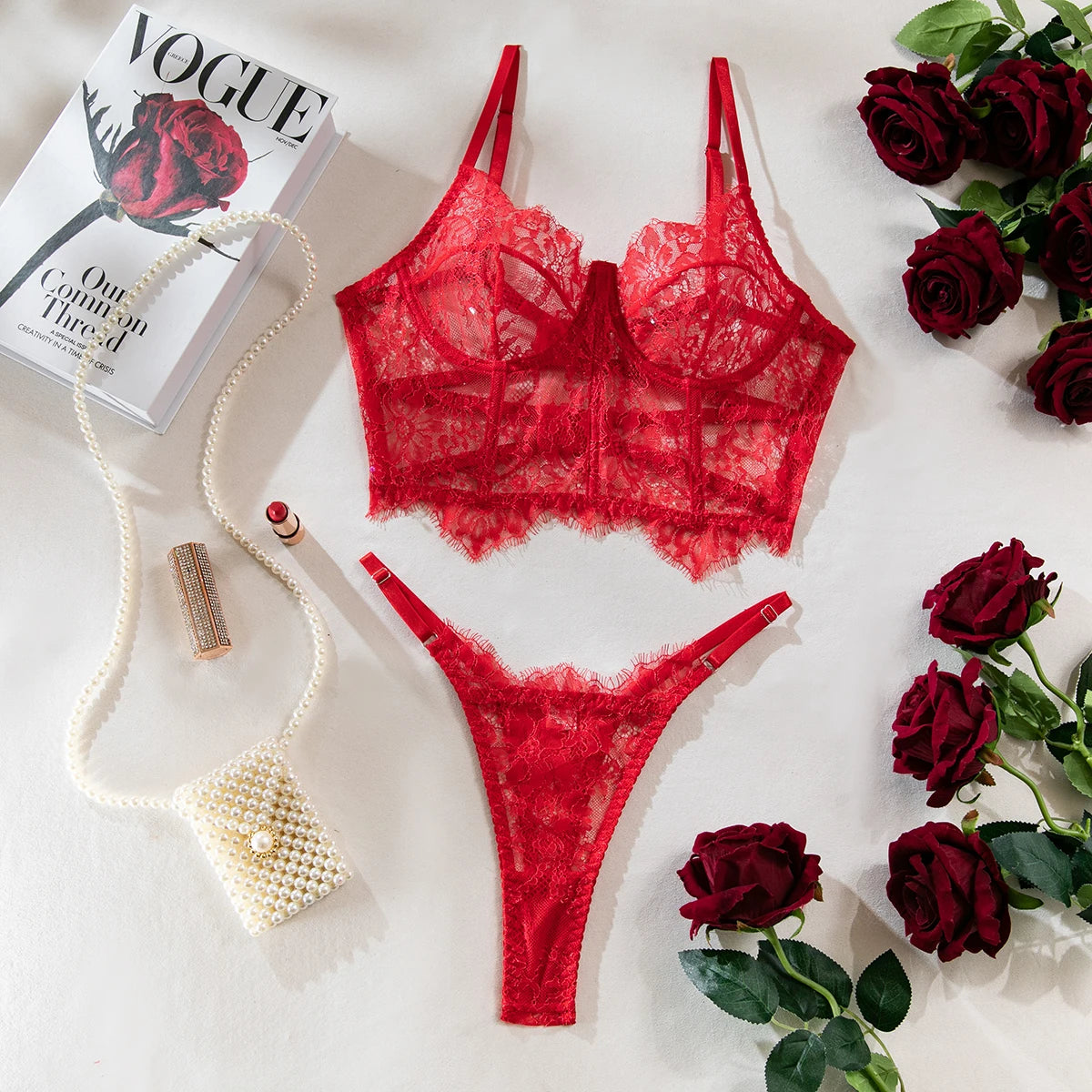 Floral Lace Bra & Panty Set
