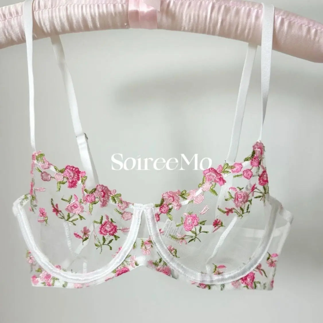 Pink Floral Lingerie Set