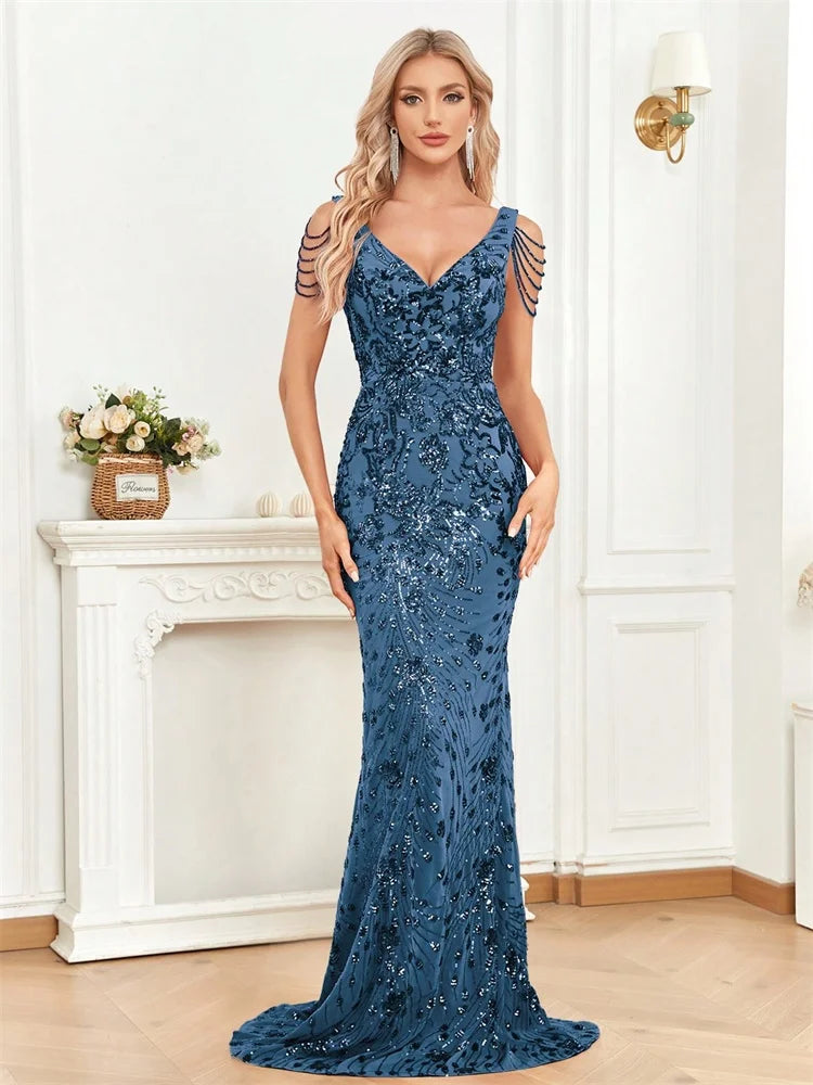 Elegant Red Sequin Dress