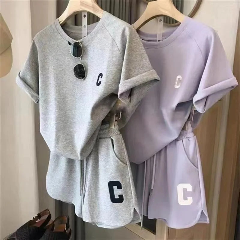 Sports Print Letter Casual Suit
