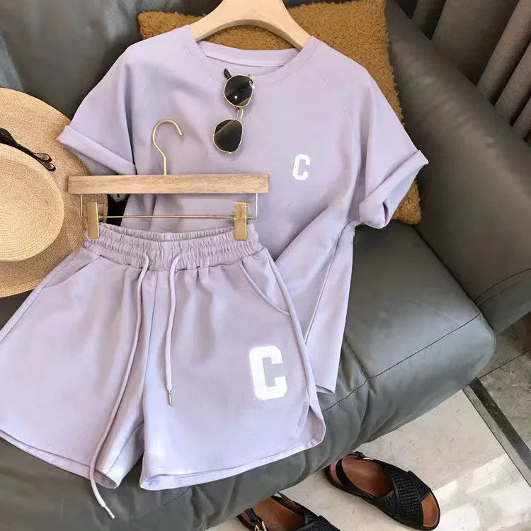 Sports Print Letter Casual Suit