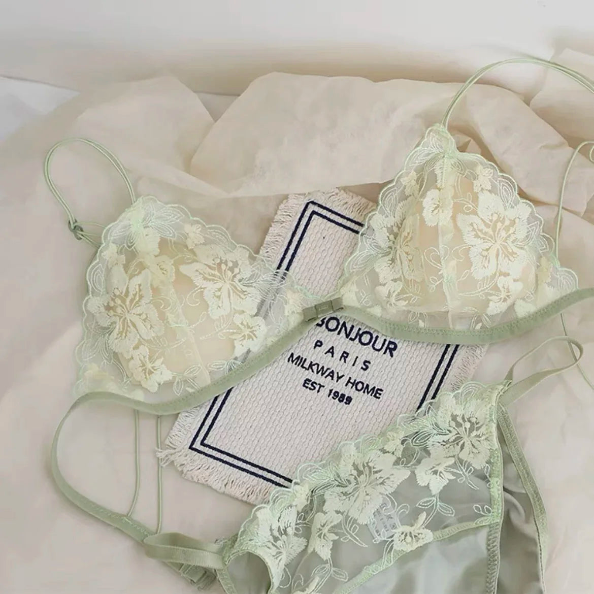 Elegant Hollow Out Lace Bra & Panty Set