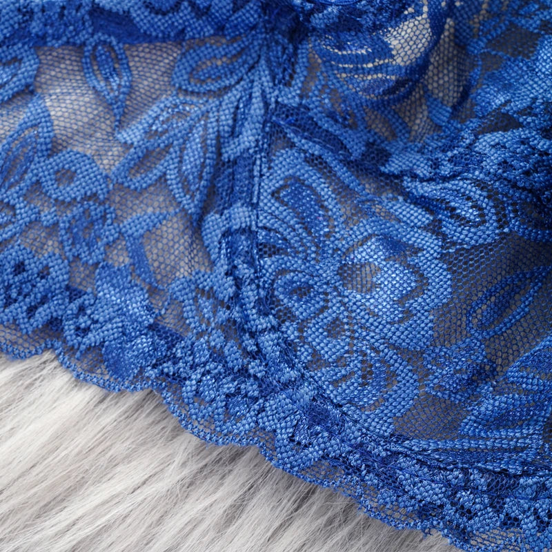 Embroidery Lace Plunge Push-Up Bra