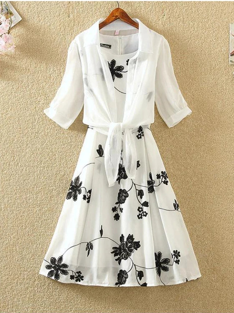 A sleeveless, knee-length A-line dress
