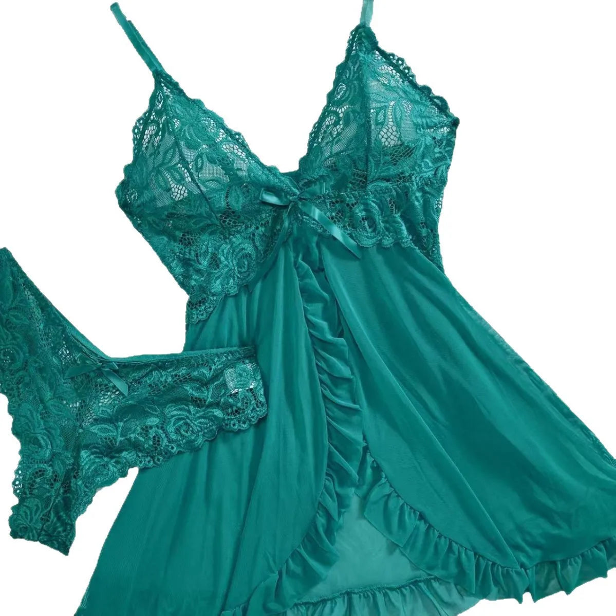 Floral Lace Sheer Nightgown Set