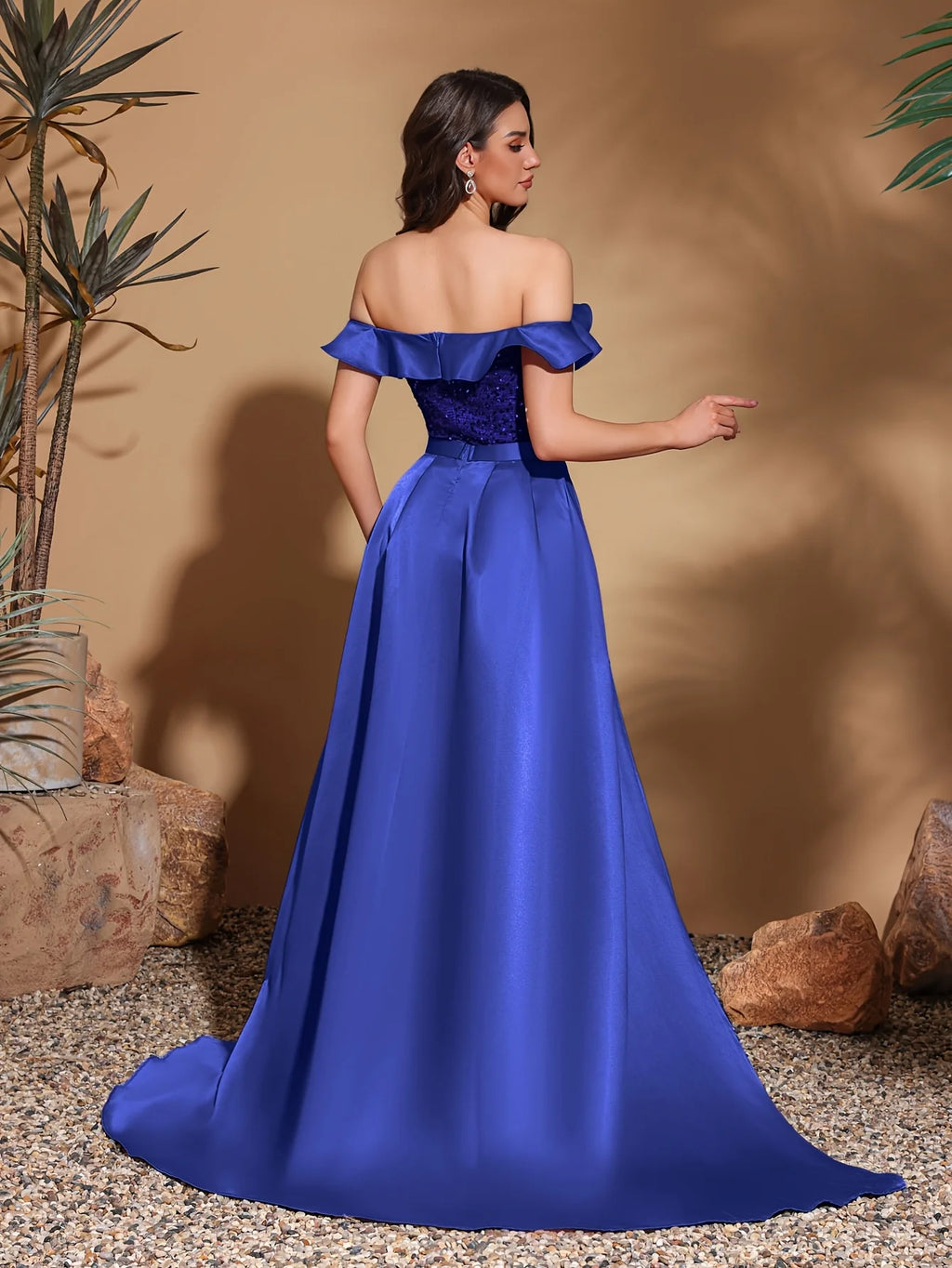 satin floor-length dress